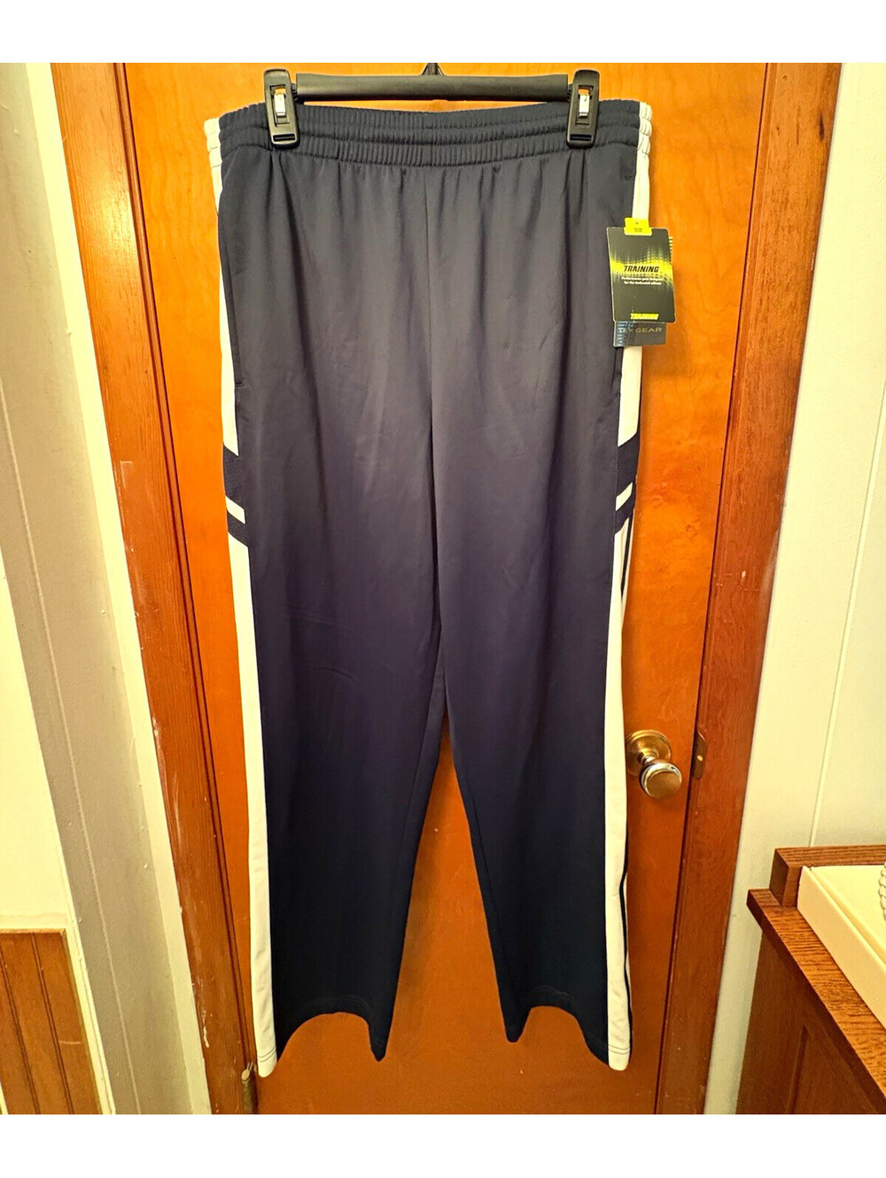 Tek Gear Men’s Medium Navy Blue White Training Athletic Pants NWT